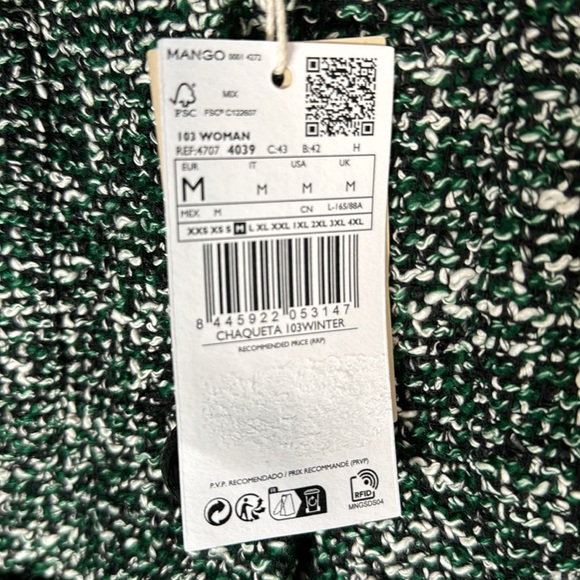 Mango green tweed jacket, women’s Medium, NWT, front pockets. - Picture 7 of 8